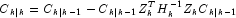 C_{\left. k \right|k}  = C_{\left. k \right|k 
            - 1}  - C_{\left. k \right|k - 1} Z_k^T H_k^{ - 1} Z_k C_{\left. k 
            \right|k - 1}