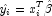 \hat{y_i}=x_i^T\hat{
            \beta}