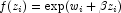 f(z_i)=
            \textup{exp}(w_i+\beta z_i)