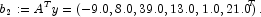 b_2:=A^Ty = {(-9.0, 8.0, 39.0, 13.0, 1.0, 21.0)}^T\,.