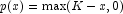 p(x) = \max(K-x,0)